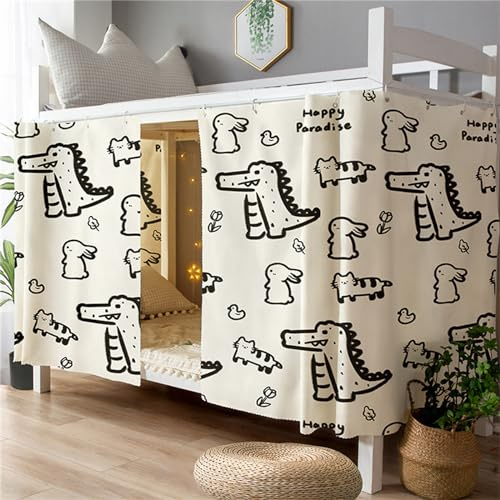 Treer Bettvorhang Hochbett Etagenbett, Blackout Vorhänge Staubdicht Betthimmel Hochbett Etagenbett Kinder Bettzelt Schlafsaal Bettvorhänge für Studentenwohnmein Kinderzimmer (1.35x2M,Dinosaurier)
