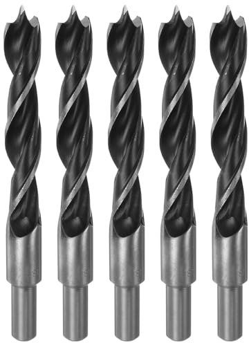 HARFINGTON Brad Point Bohrer 18 mm Durchmesser, gerader runder Schaft, metrischer Spiralbohrer für Weichholz, Hartholz, Sperrholz, Kunststoff, Gummi, Schwarz, 5 Stück