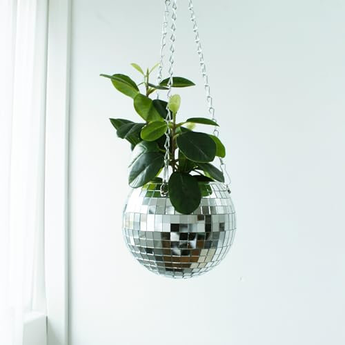Winkee Pot de fleurs élégant en forme de boule disco I 15 cm pour des décorations créatives I Vase à fleurs I Décoration de qualité supérieure