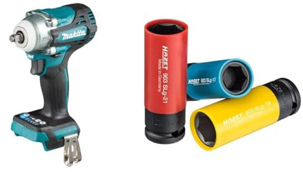 Makita DTW302Z Akku-Schlagschrauber 18V (ohne Akku, ohne Ladegerät), Petrol & HAZET Steckschlüssel-Satz 903SPC/3 | 12,5 mm Vierkantantrieb (1/2 Zoll)