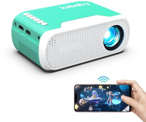 ksbaby Mini Projector WiFi Home Theater Portable Projector, Phones Can Be Connected to The Movie Projector Via WiFi or Via Data Cable, Compatible With Smartphone/ Tablet/ Laptop/ TV Stick/ USB Drive