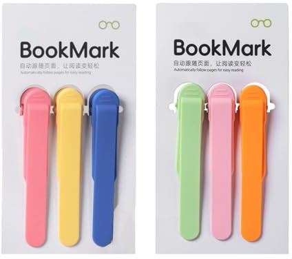 Frohstadt 6 Stück Automatische Selbstblätternde Lesezeichen – Weiches Kunststoff-Geschenkset für Bücherliebhaber, Lehrer & Berufstätige (6 Farben) – Praktisch für Büro, Reise & Schule