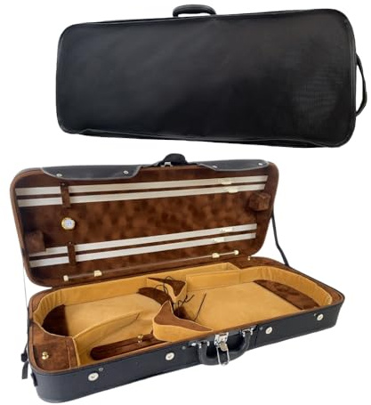 YoungMonic Estuche doble para violín/violín y viola con capacidad para 4 arcos, de nailon, ligera, portátil, duradera, ligera, fuerte (para violín y viola)
