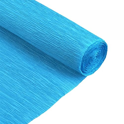 TOP-VIGOR Krepppapier, 50 cm x 2,3 m, zum Aufhängen, Regenbogen-Krepppapier-Rolle für Blumen, Geschenkverpackungen, Geburtstagsdekorationen, Partydekorationen, Seeblau