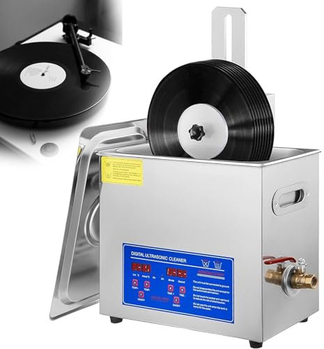 LSHFYV Ultrasonic Cleaner, 6L Ultrasonic Vinyl Record Cleaner, Digital Heating Timer for Cleaning Jewelry, Glasses, 180W Stainless Steel, for Commercial Private and Home Use
