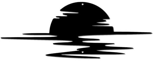 CREATCABIN Amanecer Metal Decoración Pared Metal Atardecer Arte Pared Decoración Mar Negro Corte Láser Adorno Colgante Decoración Pared Sol Escultura Minimalista Regalo Paisaje Natural Hogar 15x40cm