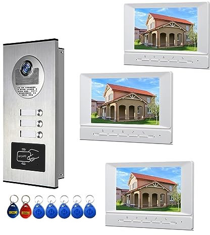 nmbhus Kits De Téléphone De Porte D'interphone De Bâtiment Vidéo D'appartement Système D'interphone De Porte Vidéo Multi-Boutons for 2-12 Unités(Size:B KIT)