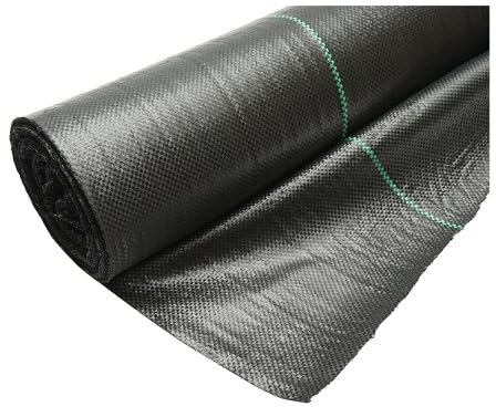 Telo Pacciamatura Anti-Erbacce, 1,5x100m, 100gr/m², Nero, Permeabile, PP, Resistente UV per Giardino, Prato, Aiuole, Alberi e Arbusti