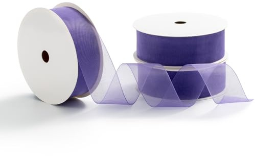 MORSUNBELA Schleifenband Organza Geschenkband Hochzeit Dekoband Organzaband Lila Seidenband 25 mm x 9 m