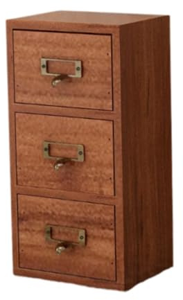 JISADER Organisateur de Bureau en Bois, boîte à Bijoux de Bureau, tiroir en Bois Vintage, boîte de Rangement, Organisateur de thé pour Commode, comptoir de, 3 Tiroirs, 13.5 X 10 X 26.5 Cm