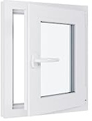 Finestra in PVC – LxH 500 x 600 mm – Tripla vetrata – Bianco – Maniglia a sinistra