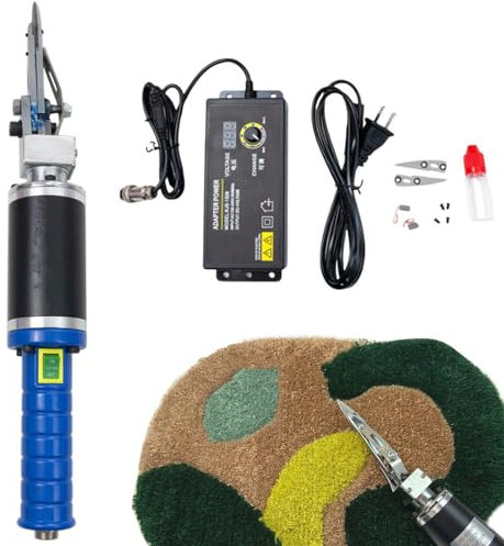 Forbici Elettriche per Intagliare Tappeti, Forbici Elettriche per Tessuti a Batteria da 200 W, con 1 Paio di Lame, 0~4000 Giri/min Regolabili, per Artigiani/Studio, per Taglio Tessuto/Tappeto/Pelle