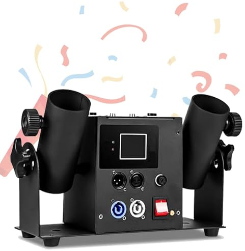Máquina de cañón lanzador de confeti profesional de 2 disparos, máquina sopladora de confeti eléctrica, cañón de confeti con DMX/control remoto para bodas, espectáculos, escenarios y fiestas