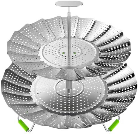 VOGARB Vegetable Steamer Basket for Pot, 2 Layer Separable-Collapsible-Expandable Smooth Edge Stainless Steel for Kitchen and Outdoor Cooking Food