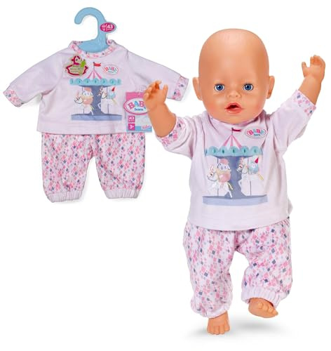 BABY born Pigiama – Con maglia a maniche lunghe & leggings colorati – Abbigliamento per bambole – Accessorio per tutte le bambole da 43 cm