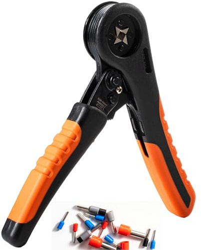 JOYELEC Quadrato Pinza Crimpatrice,Pinza Elettricista per Terminali e Manicotti，Pinza per crimpare puntalini，Aggraffare per Estremità Cavi Elettrici，Include 40 Pezzi Terminali