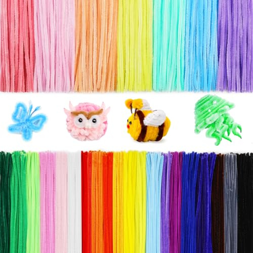 300 Stück Pfeifenreiniger Blumen Set 27 Farben Pfeifenputzer zum Basteln