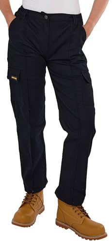 Sam Caan® Pantalon de travail pour femme Vêtement de travail cargo pour dames avec poches multiples Pantalon de travail de sécurité, Noir , 38