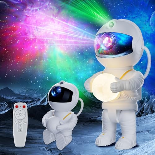 Astronaut Galaxy Projector, Star Projector Light with 8 Nebula Modes, 360° Adjustable Projection Lamp, Remote & Timer Starry Sky Lamp, Cute Moon Night Light for Bedroom, Space Gift for Kids Adult