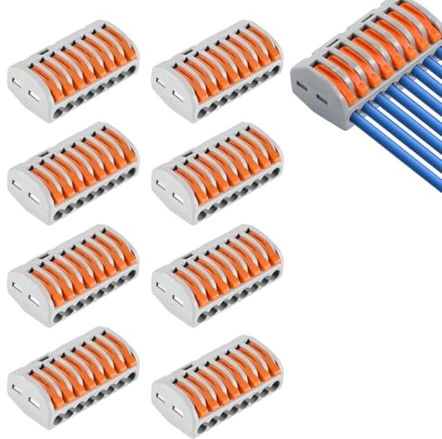 KEMUZ 10 Stück Kabelverbinder, 8-Port Lüsterklemmen, Steckbare Elektro Klemmen, 250V 32A, Kabelverbinder Lüsterklemmen 8 Häfen Klemmen Elektro Kabelklemmen Elektro, Elektrische Anschlüsse