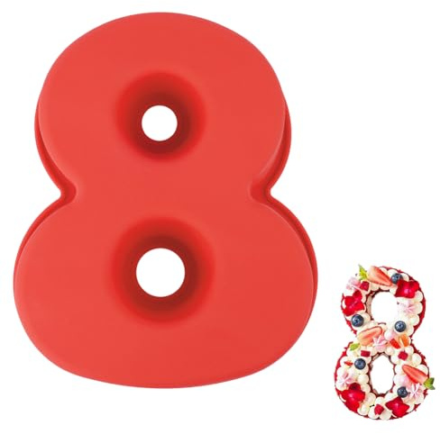 Vicloon Stampi Numeri Grandi, Stampo Torta Numero 8, Antiaderenti e Rilascio Rapido Tortiera Silicone, Stampi con Forme Particolari per DIY Torta, Matrimonio, Compleanno, Anniversario, 7,87x9,45 Zoll