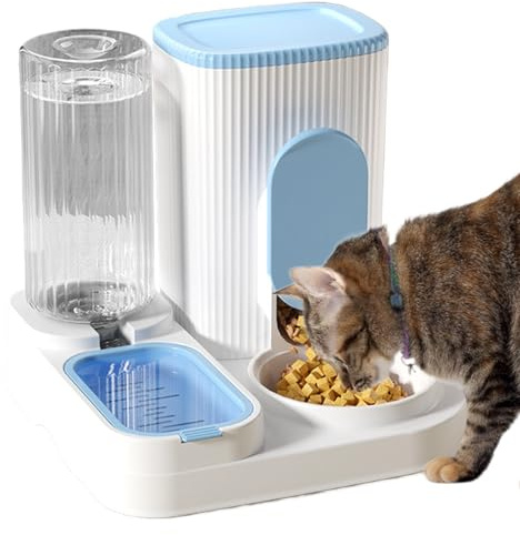 Automatisk kattmatare | Kattmatautomat vattenautomat hundmatare | 2 i 1 behållare med kapacitet vattenautomat, matskål för kattunge valp lägenhet