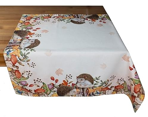 texpot Tischdecke 85 x 85 cm Druckmotiv Igel Herbst Tischtuch