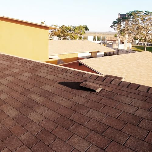 INMOZATA 18pcs Asphalt Roof Shingles, 2.61sqm Self-Adhesive Roofing Felt Shingles Tiles for Roof Sheds, Weather Resistant Waterproof Roofing Tiles(Brown Forest)