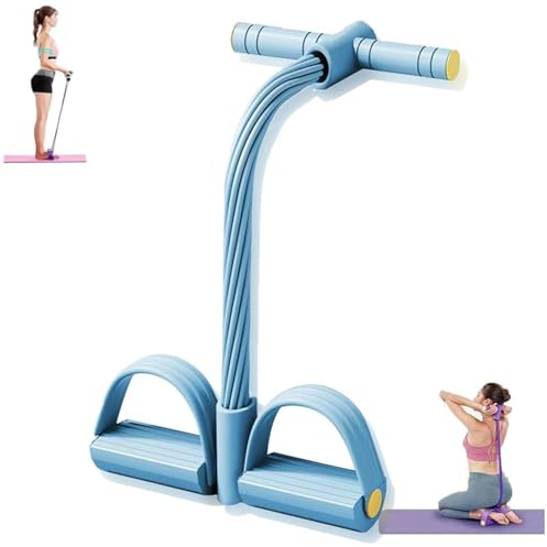 Corde De Tension Multifonction, Bande De Resistance Musculation, éLastique Sport, Tout-en-Un 8tubes avec PéDale De Traction pour Chevilles, Kit Pilates Maison, pour Yoga,Fitness,Musculation