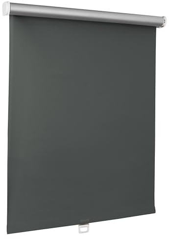 Print Cycero packaging Springrollo Thermo - Mittelzugrollo - Sonnenschutz, Sichtschutz, Blendschutz - 170 x 180 cm grau - Schnapprollo - Verdunkelungsrollo - Stoff Rollo - Thermorollo