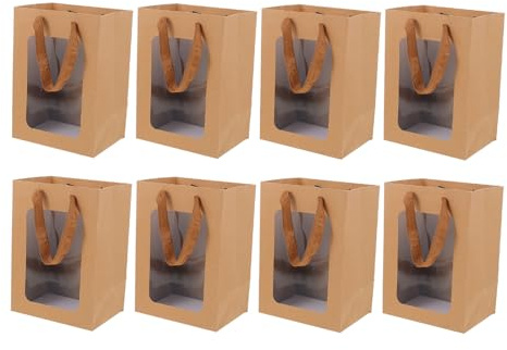 Veemoon 10stücke Geschenktüten aus Kraftpapier mit Tragegriffen aus Wiederverwendbar für Kleine Gegenstände und Geschenkverpackungen