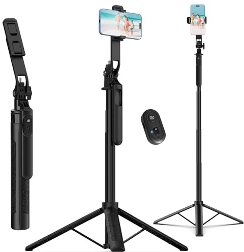 RHXJ 71 inch/180 cm Phone Tripod & Selfie Stick, Aluminium Telescopic All in One Portable Tripod with Wireless Remote for iPhone/Android/Camera/GoPro