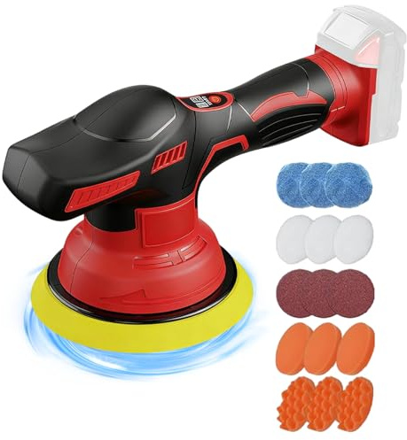 Cordless Buffer Polisher Kit For Milwaukee 18V LI-ION Battery. 6 Inch Portable Orbital Buffer Polisher with 15pcs Polishing Accessories, 8 Variable Speed for Car Polishing/Waxing (NO Battery)