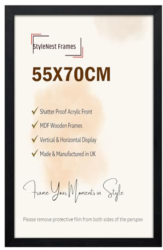 Modern Large Black Wide 70x55 Cm - 21.65 x 27.55 Inch Poser Frames | Jigsaw Puzzle 700 x 550mm With Backboard & Styrene | Mdf Wood 55 x 70 cm Vertical/Horizontal