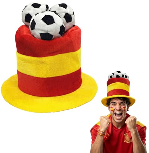 Bibykivn Sombrero de Aficionado de Fútbol con Colores Nacionales – Sombrero de Fiesta Unisex, Accesorio para Partidos, Eventos Deportivos y Regalo para Fans (España)