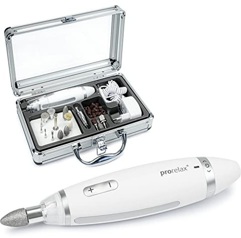 prorelax Maniküre- / Pediküre-Set DELUXE | Für Damen und Herren | Professionelle Hand- und Fußpflege für Zuhause und unterwegs | 15 hochwertige Aufsätze aus chirurgischem Stahl | Mit LED-Licht
