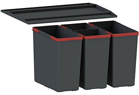 Franke Kitchen Systems Easysort 600-2-2 Abfallsorter Abfalleimer Mülleimer Abfallsammler, Plastik, schwarz, 37,8 x 56,4 x 34,3 cm