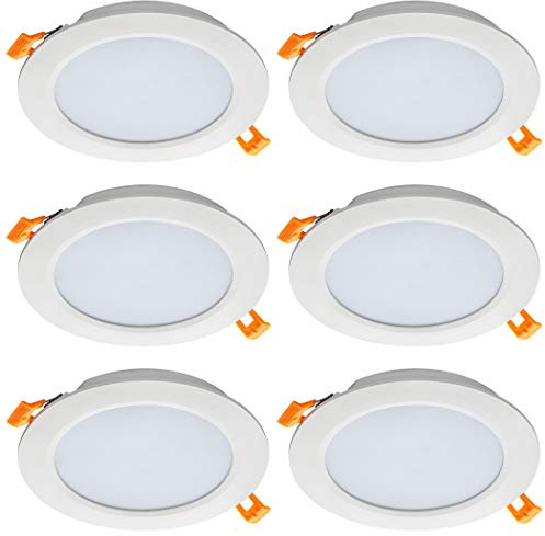 SEBSON® LED Einbaustrahler rund flach 230V, integrierter Treiber, 12W, warmweiß 3000K, Deckenstrahler 870lm, LED Panel Ø168x24mm, 6er Pack