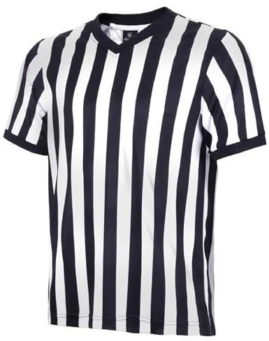allentian Men's Referee Shirt - Official Black & White Stripe Referee/Umpire Jersey – Pro-Style V-Neck Referee Uniform, Great for Basketball, Football, Soccer (S)