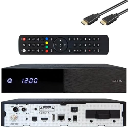 AB Pulse 4K UHD Combo Receiver (1x DVB-S2X Sat, 1x DVB-C/T2 Kabel, Linux E2, PVR, H.265, HDR10, USB 2.0, HDMI, CI, CA-Kartenleser, MicroSD-Slot, LAN, schwarz, 4TB)