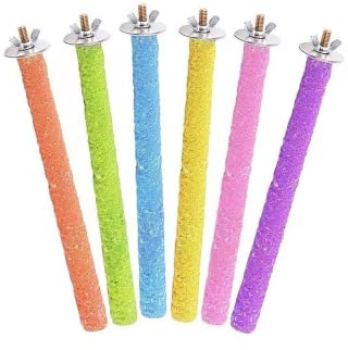 Vokowin 6 Pcs Parrot Perches Bird Paw Grinding Stick Wooden, for Small Medium Birds, Grinding Paw Cage Accessories Exercise Toy for Cockatiel Conure Parakeet (random color) (K25-6)
