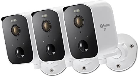 Swann CoreCam Pro Wireless Security Camera, 2K HD, Indoor/Outdoor Home, Spotlight, 2-Way Talk & Siren, Heat Motion Detection, Color Night Vision, IP65, 3 Pack