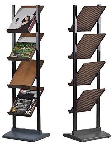 ROYUMI Zeitungsständer Schwerlast-Zeitschriftenständer, Literaturständer, Prospekthalter Aus Metall mit 4 Ebenen, 48 Moderner Buchständer, für Zeitschriften, Bücher, Zeitungen, Tablets