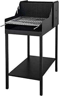 STUFE A PELLET ITALIA - California Barbecue a Legna da Esterno in Lamiera con Griglia in Acciaio da 68 × 55 cm e Ripiani porta Oggetti, Design e Qualità Made in Italy