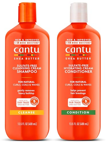 Cantu Shampoo & Conditioner with Shea Butter for Natural Hair, 13.5 fl oz (Pack of 2)