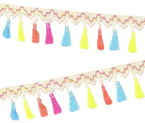 Zasiene Bunte Quaste Band 20 Yards Borte mit Pompon, Fransen und Spitzenborte