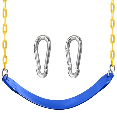 TURFEE Swing for Outdoor Swing Set - Pack of 1 Seat Replacement Kit with Heavy Duty Chains - Backyard Swingset Playground Accessories for Kids (Blue)
