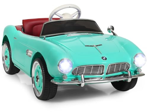COSTWAY Elektrisk bil för barn 12 V, BMW 507 elfordon med 2,4 G fjärrkontroll, fram- och bakljus, musik och högtalare, öppna dörrar och robusta hjul