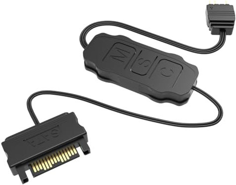 Demiawaking 5V 3PIN ARGB Controller Kontrolleur ARGB 5V 3PIN Zu SATA Schnittstelle Verlängerungskabel RGB Sync Controller Kabel für PC Ventilator Lichtleiste (Schwarz)