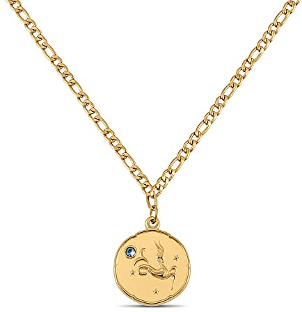 GD GOOD.designs EST. 2015 Collana del segno zodiacale Capricorno in oro con pietra natale per donna - Collana placcata in oro 18k con ciondolo zodiacale